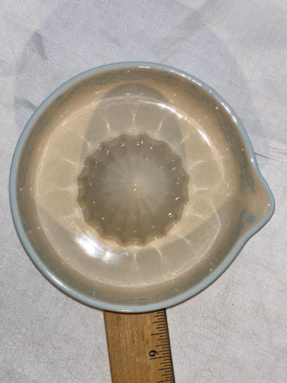 Vintage Pastel Blue Ceramic Citrus Juicer Rose Floral Cottagecore Reamer